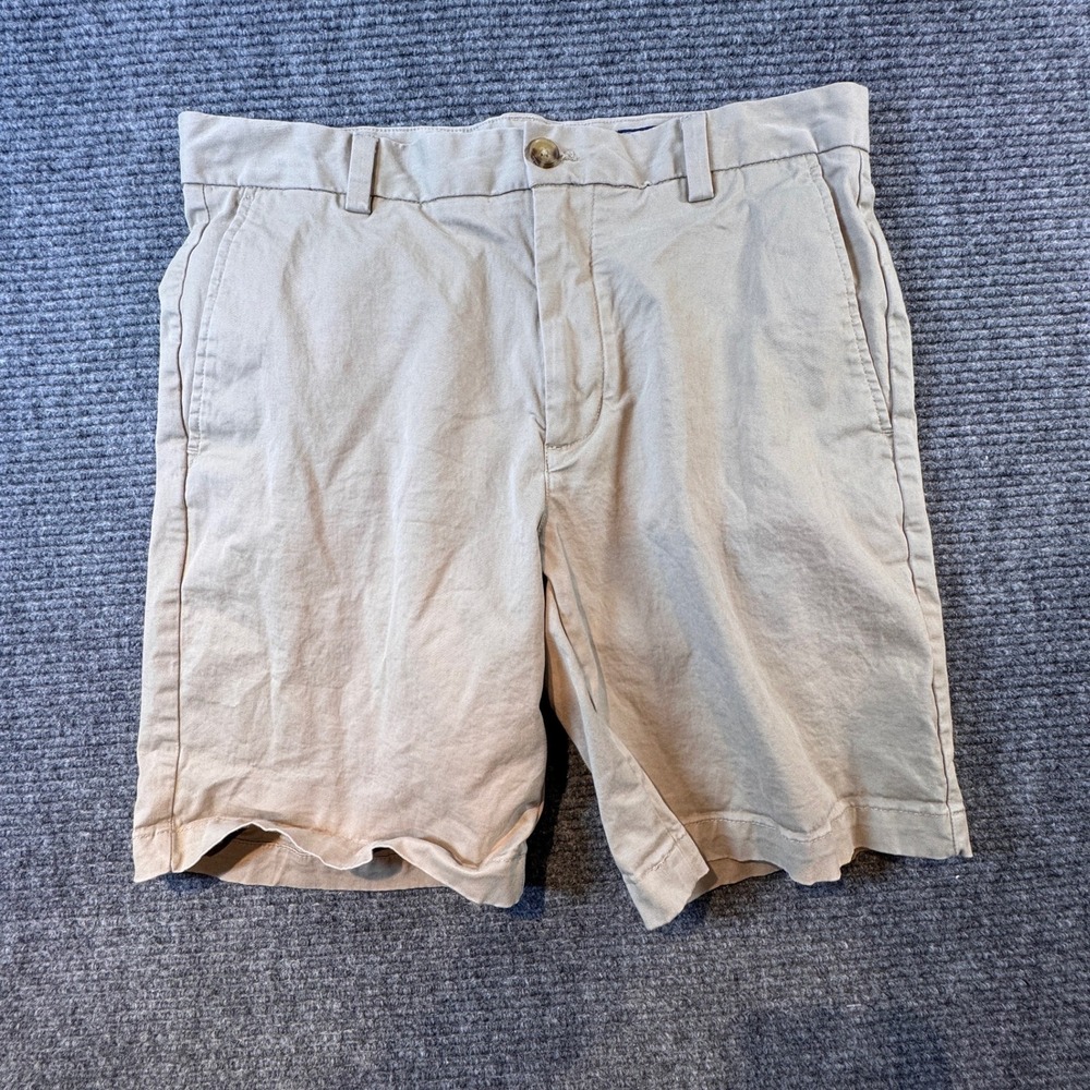 Vineyard Vines Mens 32 Khaki Tan Chino Shorts Flat Front 9 Inch Inseam Preppy